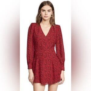 ALICE + OLIVIA Polly Leopard Print Fit Flare Long Sleeve Mini Dress EUC Size 6
